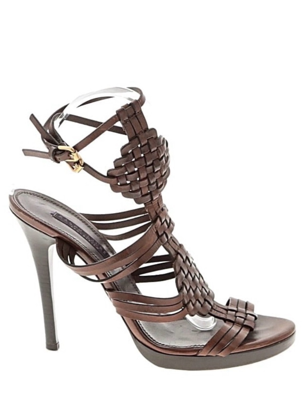 Ralph Lauren Brown Woven Strappy Heeled Sandals - Picture 6 of 6